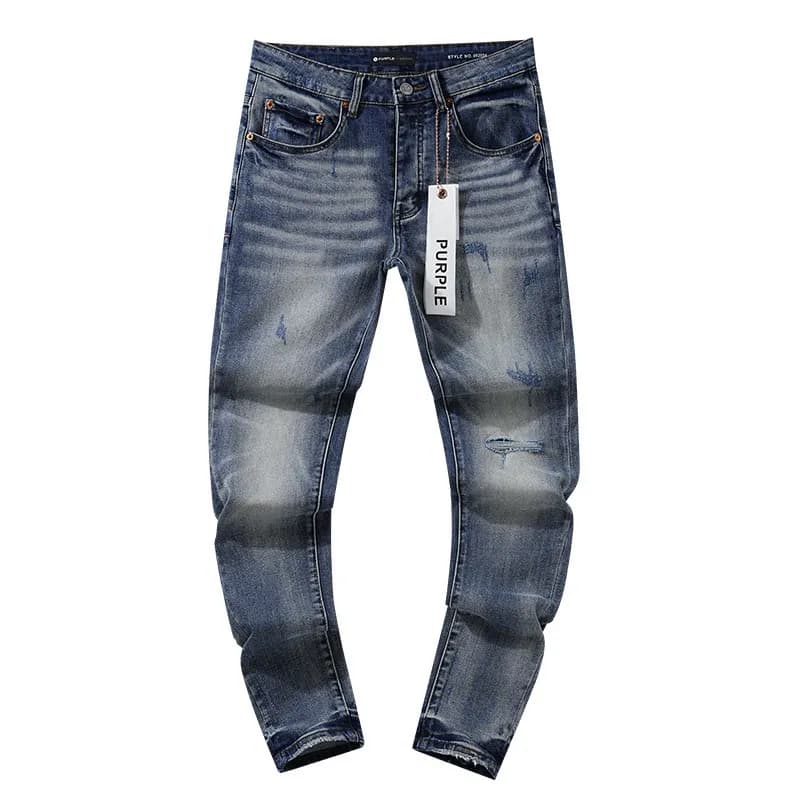 Distressed Patchwork Jeans Worn-in Wash with Contrast Patches — PU108