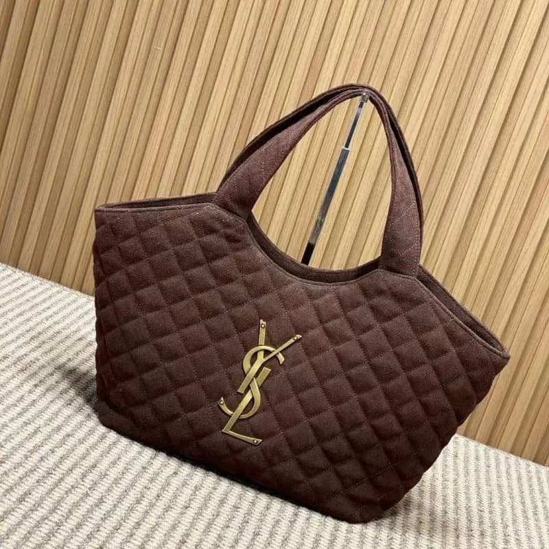 Saint Laurent Quilted Tote Gold YSL Logo