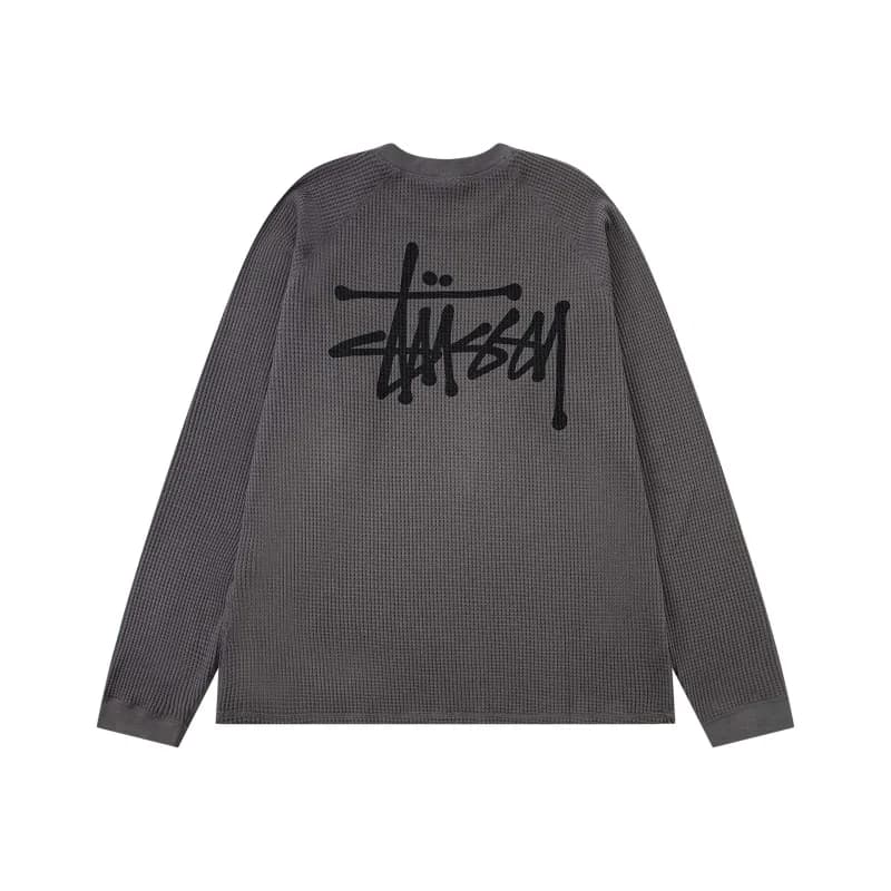Stüssy Long Sleeve Tee Leopard Print — XC华夫格深灰色