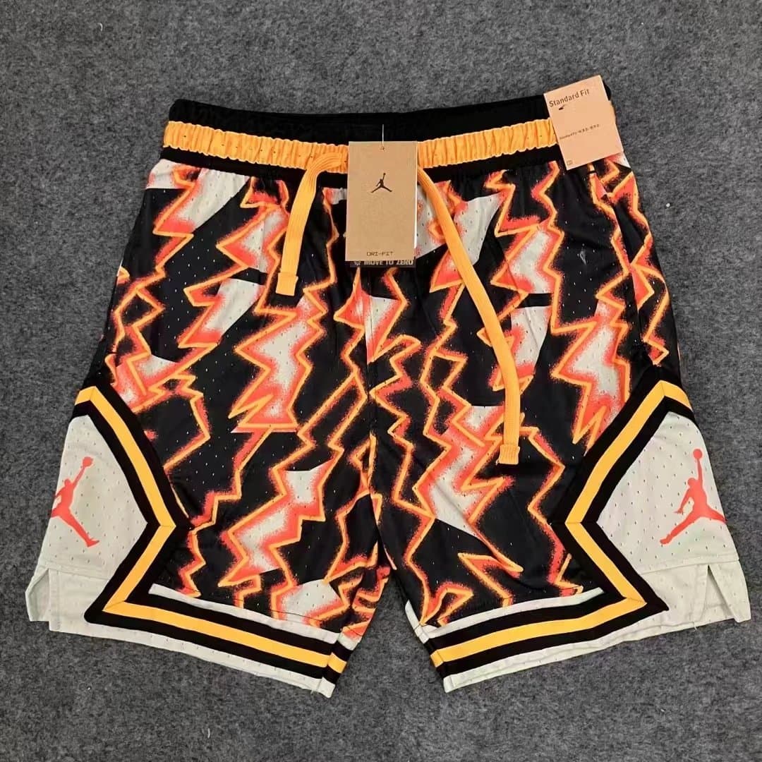 Jordan Basketball Shorts Geometric Panel Design — N010扎染橙
