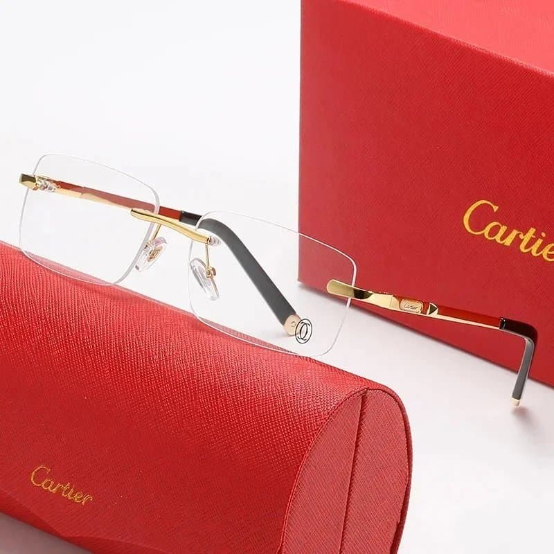 Cartier Juste Un Clou Rimless Glasses Gold Red Acetate