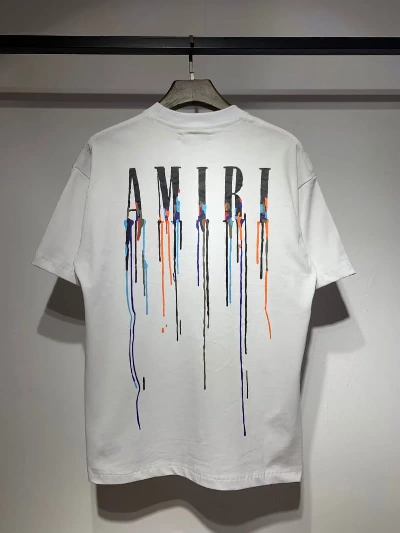 Amiri Graphic Tee Rainbow Drip Logo — 656 白色