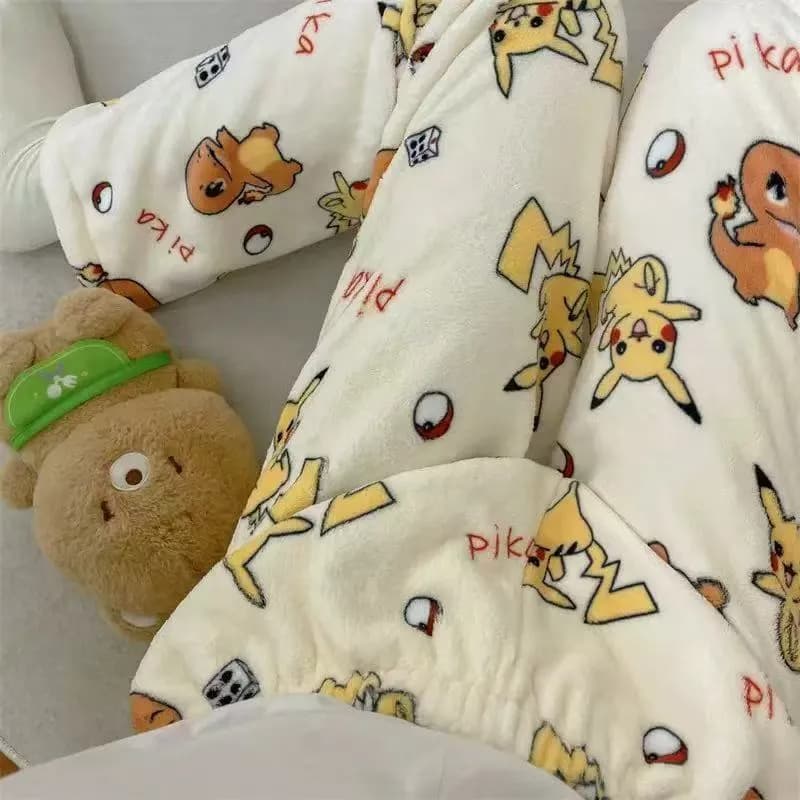 Pokémon Flannel Pajama Pants Pikachu & Charmander Print