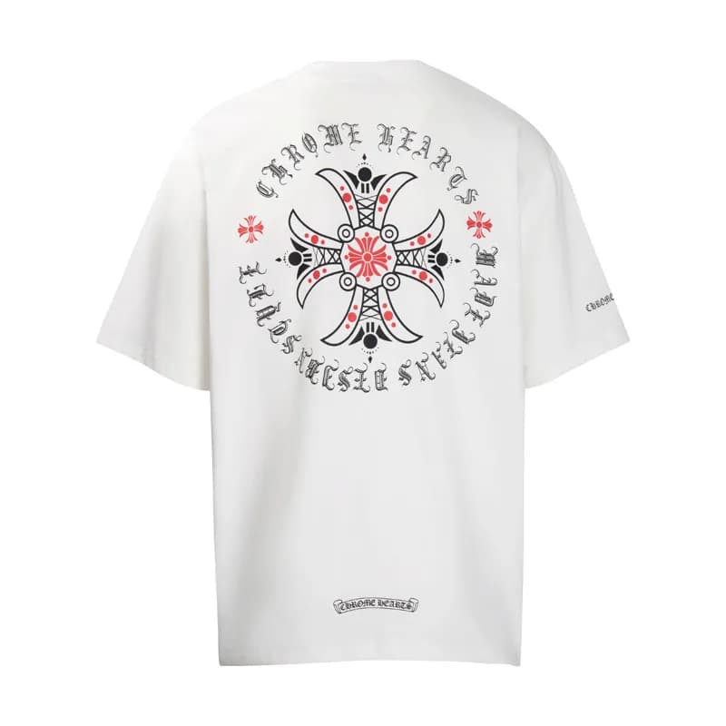 Chrome Hearts Graphic Tee Cross & Hearts Print — 6009白