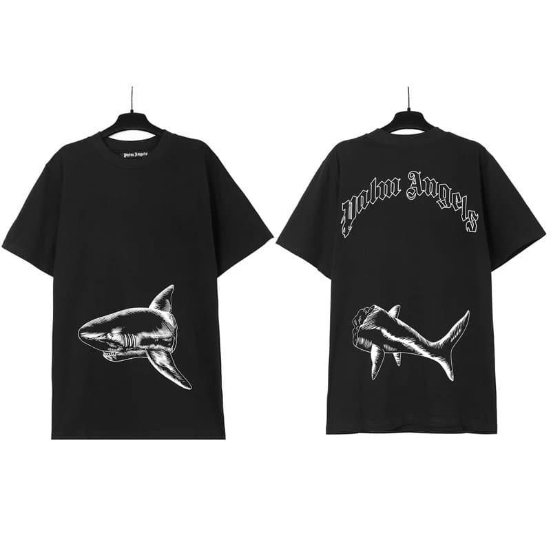 Palm Angels Shark Graphic Tee Shark Print