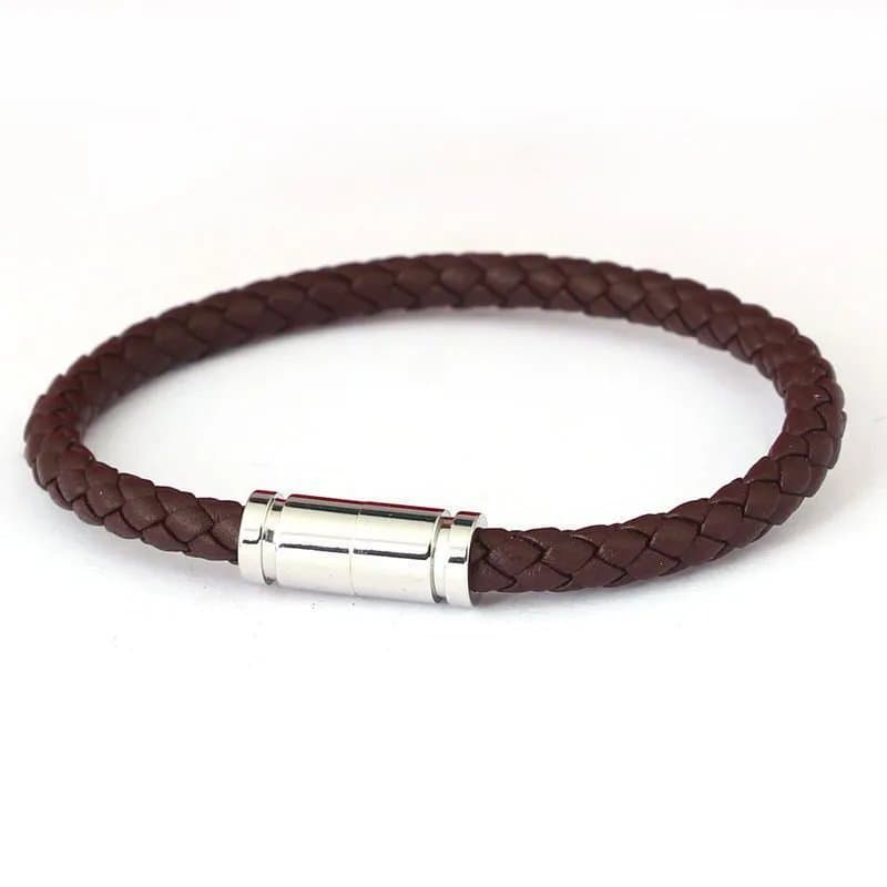 Chrome Hearts Braided Leather Bracelet Magnetic Clasp
