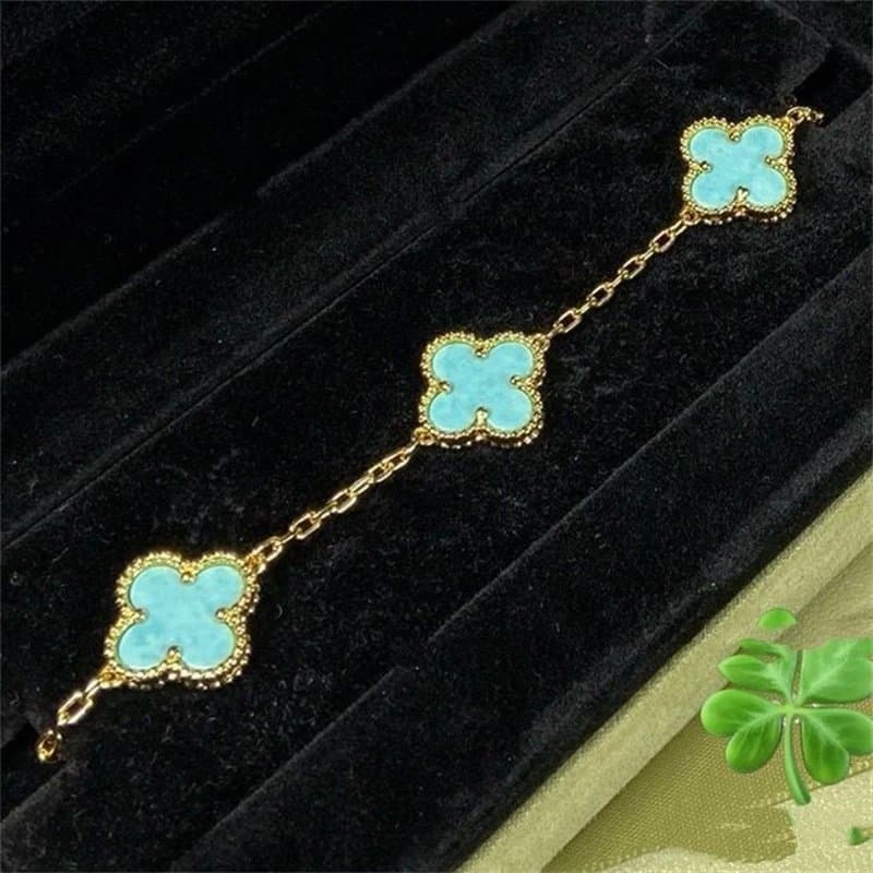 Van Cleef & Arpels Alhambra Bracelet Three Motifs — A13高版本金色浅蓝