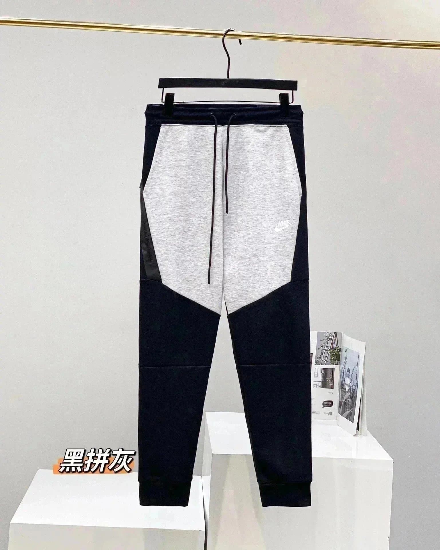 Nike Tech Fleece Tracksuit Solid Green — 黑灰拼接裤子