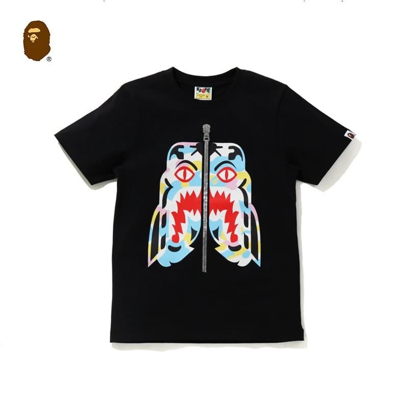 BAPE Zipper Shark Tee Multi-Color Shark Print