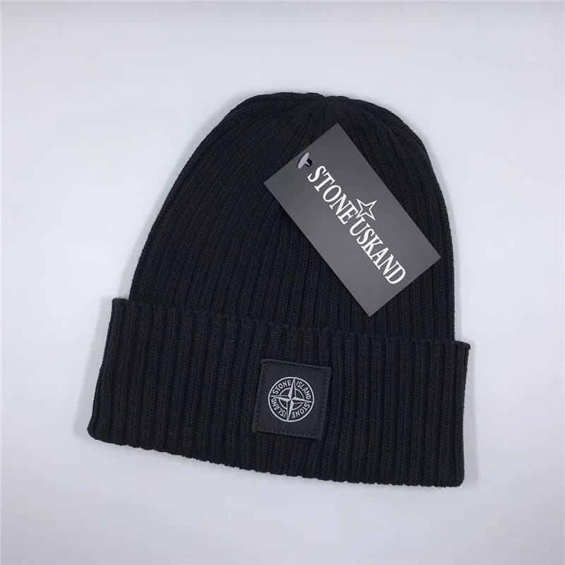 Stone Island Ribbed Beanie Logo Patch — 168# 黑色