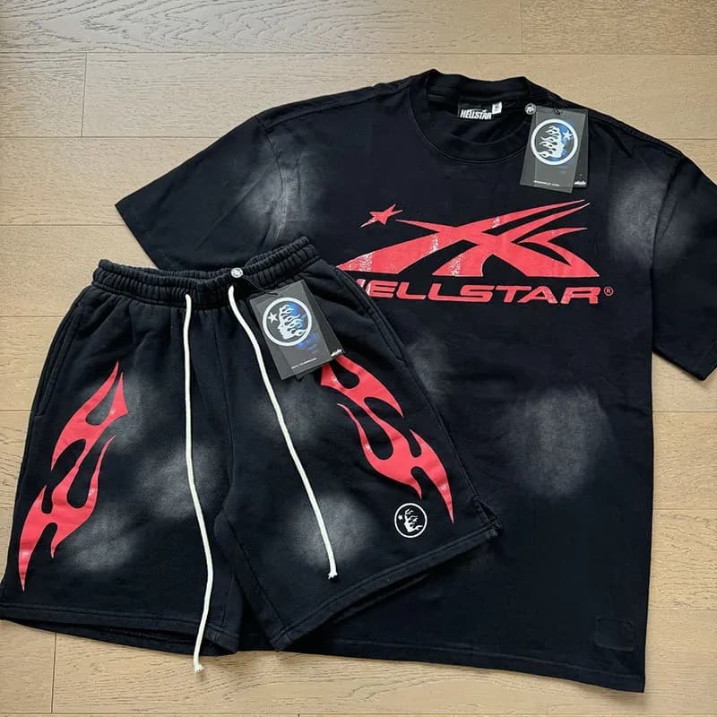 Hellstar Flame Graphic Set Washed Grey — 621-777套装