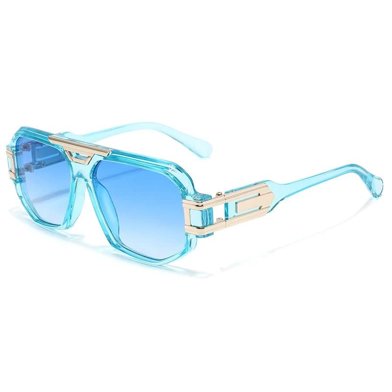 Chrome Hearts Aviator Sunglasses Transparent Blue Frame with Gold Accents