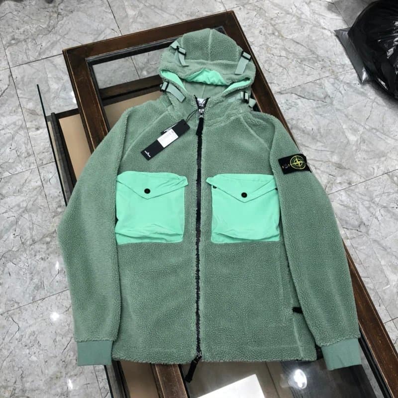 Stone Island Fleece Hooded Jacket Two-Tone
