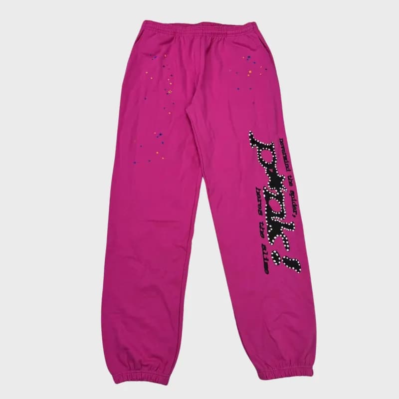 Sp5der Jogger Pants Star Print — Sp03 - Pink Pink Version 1