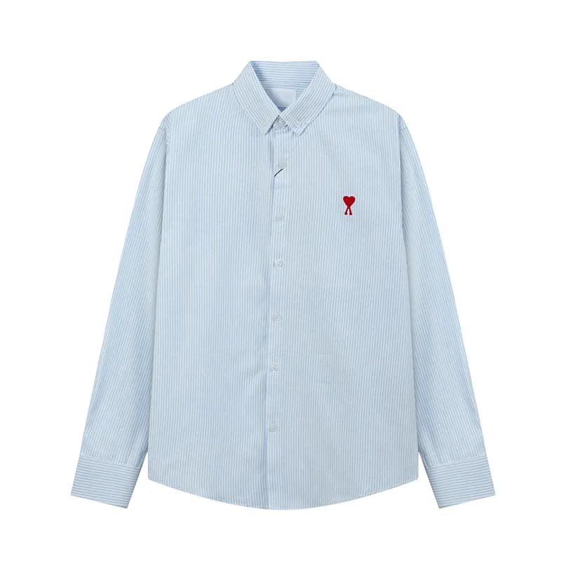 Amiri Button-Up Shirt Heart Embroidery — 2202蓝色