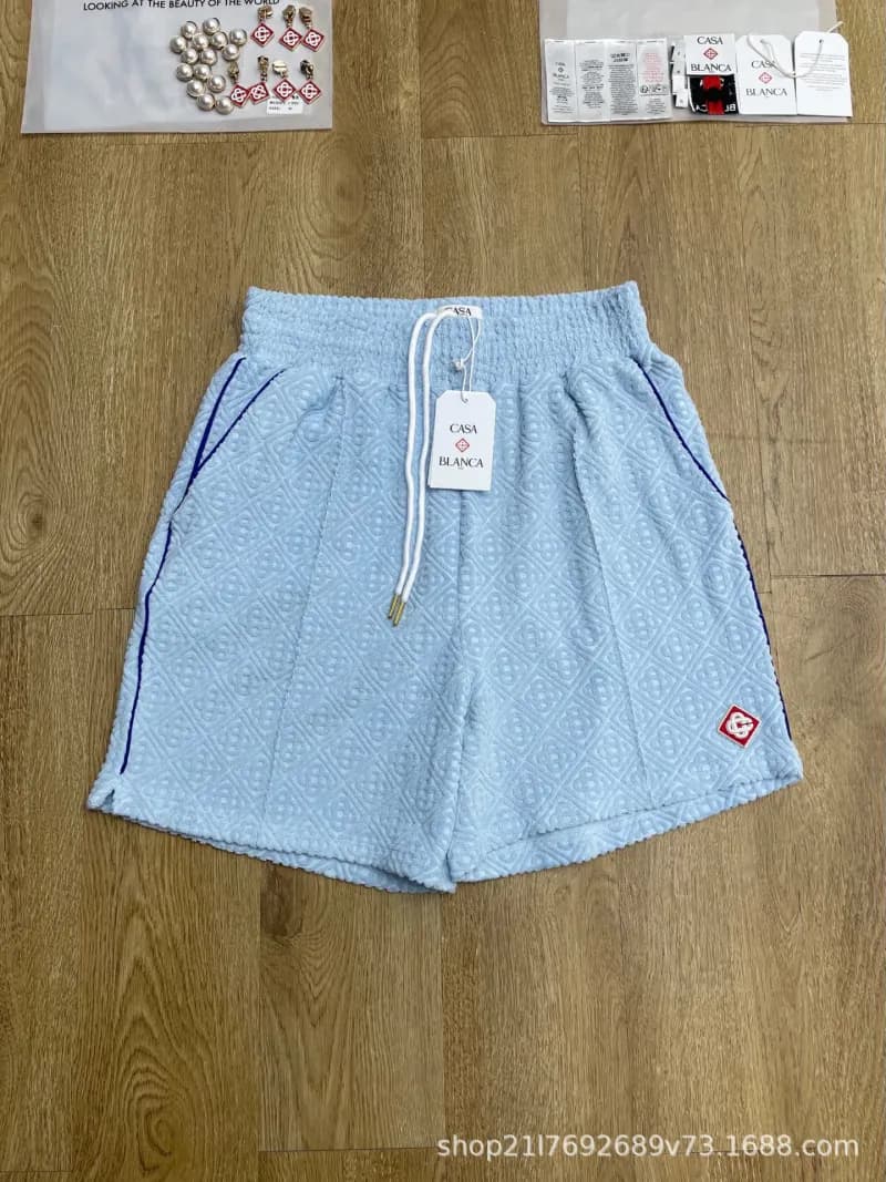 Diamond Jacquard Shorts Light Blue with Navy Trim