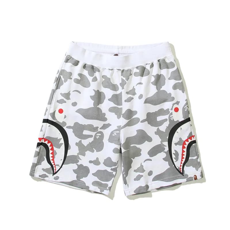 BAPE Shark Camo Shorts Grey Camo with Shark Mouth