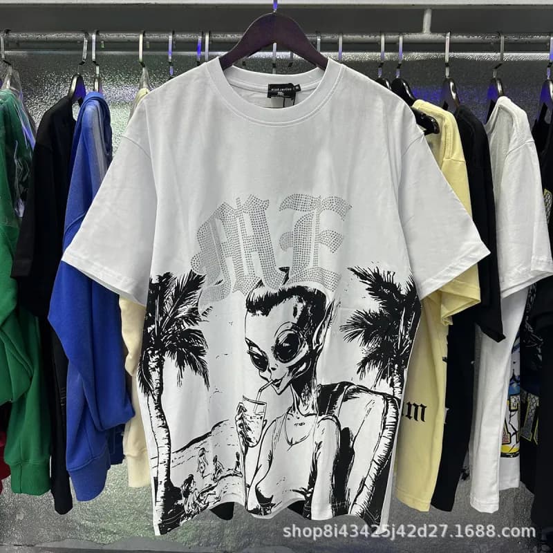 Anti Social Social Club Graphic Tee Alien Print — EM005白色