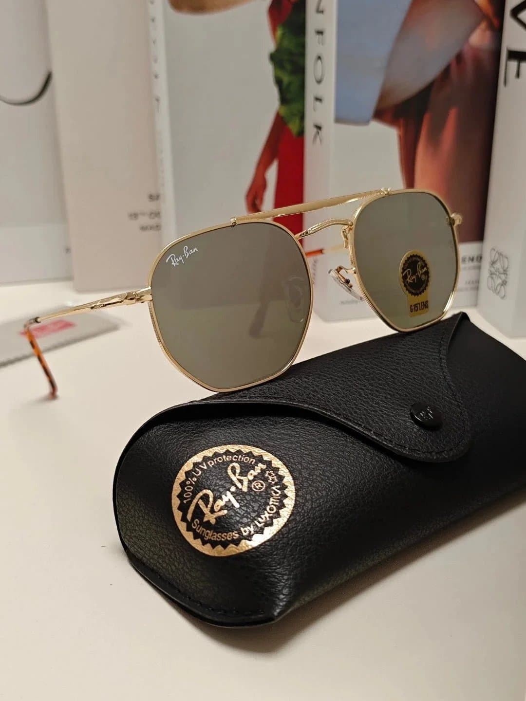 Ray-Ban Aviator Gold Frame Green Mirror Lens