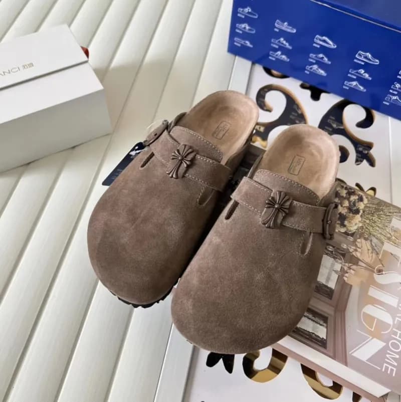 Chrome Hearts Clog Mule Suede with Cross Buckle