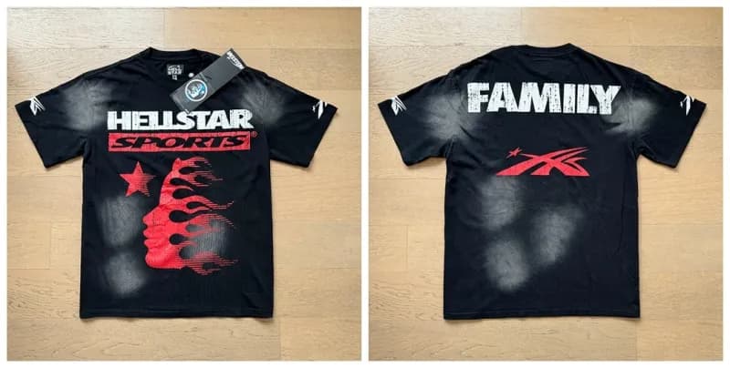 Hellstar STUDIOS Tee Flame Logo — 636洗水黑