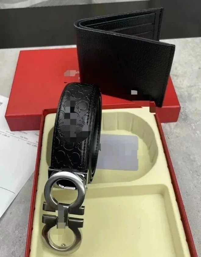 Ferragamo Gancini Belt Embossed Leather
