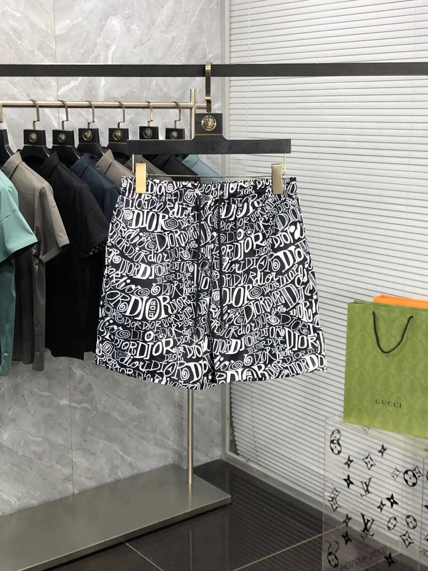 Logo-Print Shorts All-Over Dior Graffiti Print