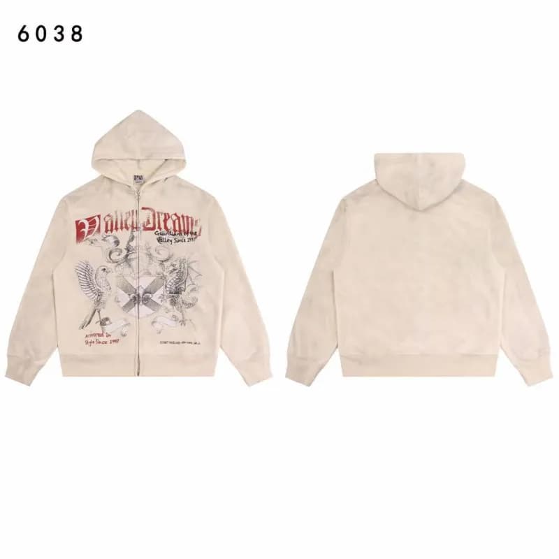 Gallery Dept. Zip-Up Hoodie Skull Print Washed — 6038杏色