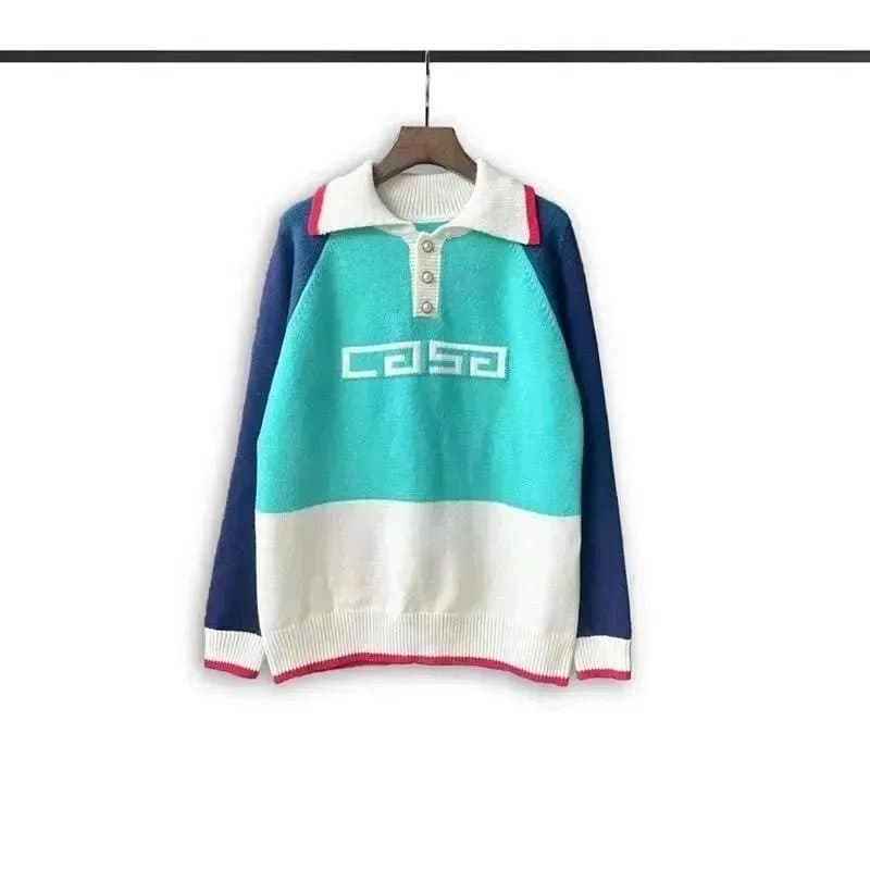 Casablanca Polo Knit Sweater Colorblock Logo