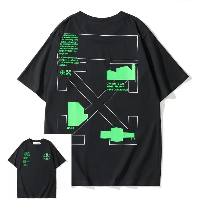 Off-White Painted Arrow T-Shirt Multicolor Paint Stroke — L665# 黑