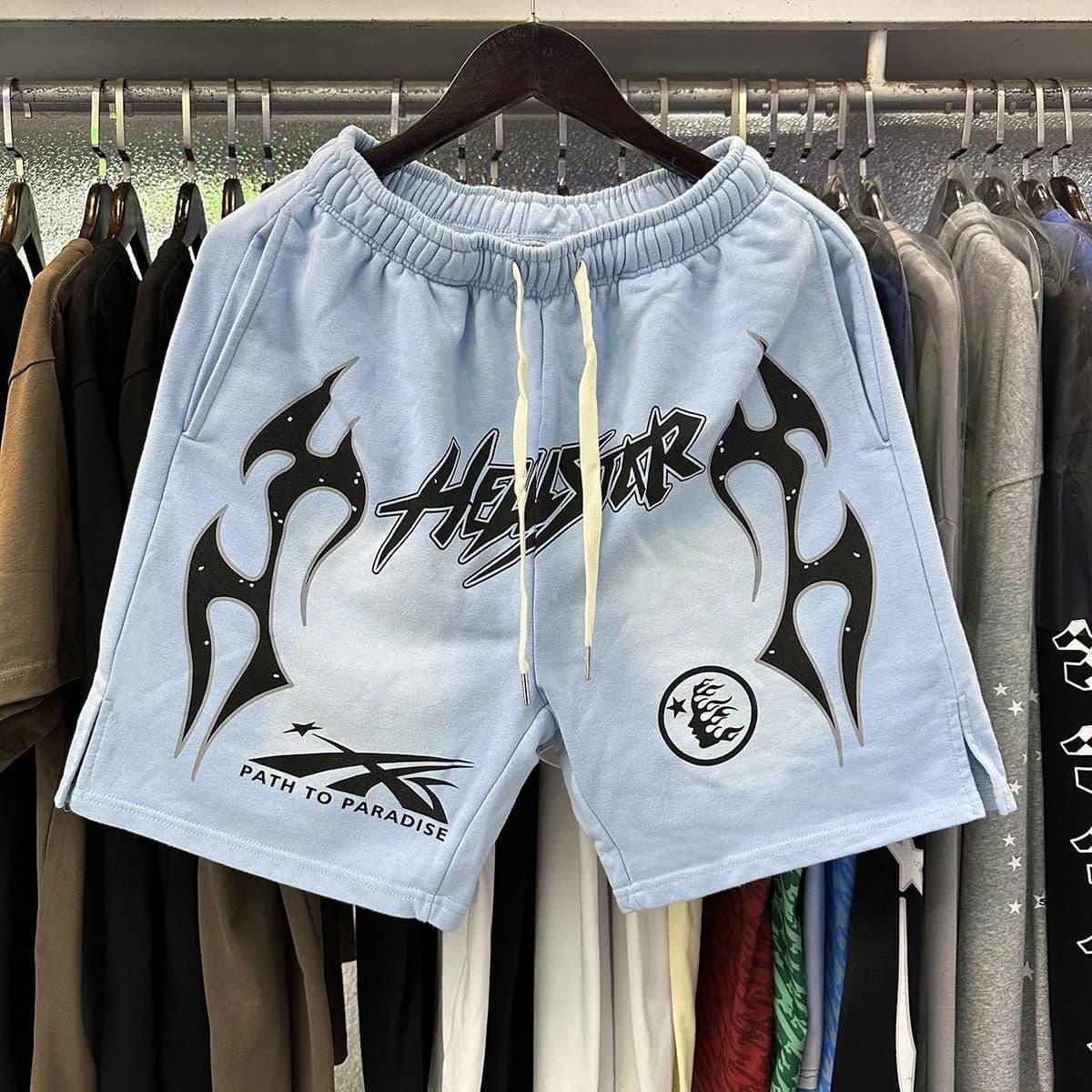 Hellstar Logo Shorts Distressed Logo — DK2HY0GU