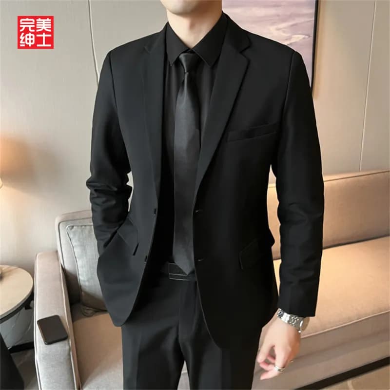 Suit Set Solid Black — （单件装）黑色西服(双扣）