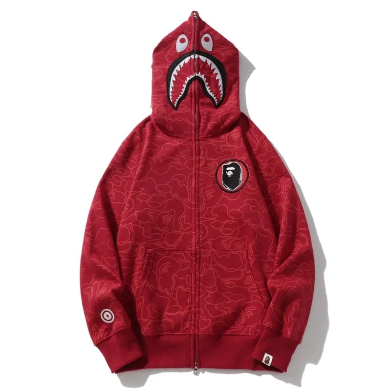 BAPE Shark Hoodie Red Camo