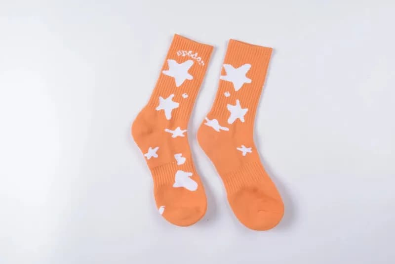 Fear of God Essentials Star Socks Orange with White Stars