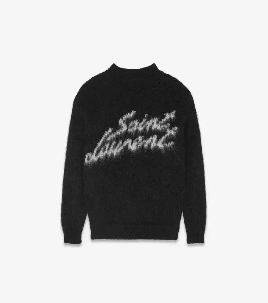 Saint Laurent Knit Sweater Fuzzy Logo