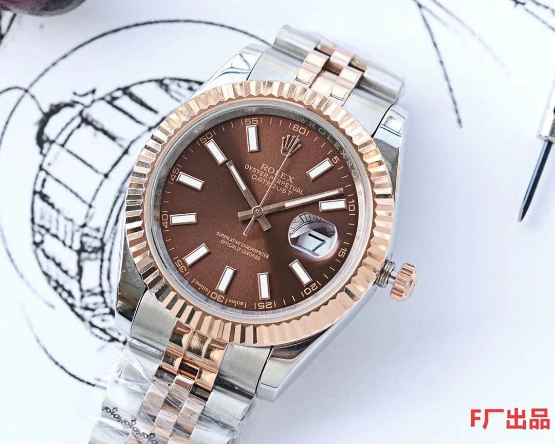 Rolex Datejust 41 Green Dial — 间玫金咖啡盘·五珠表带 矿物质强化镜面玻璃