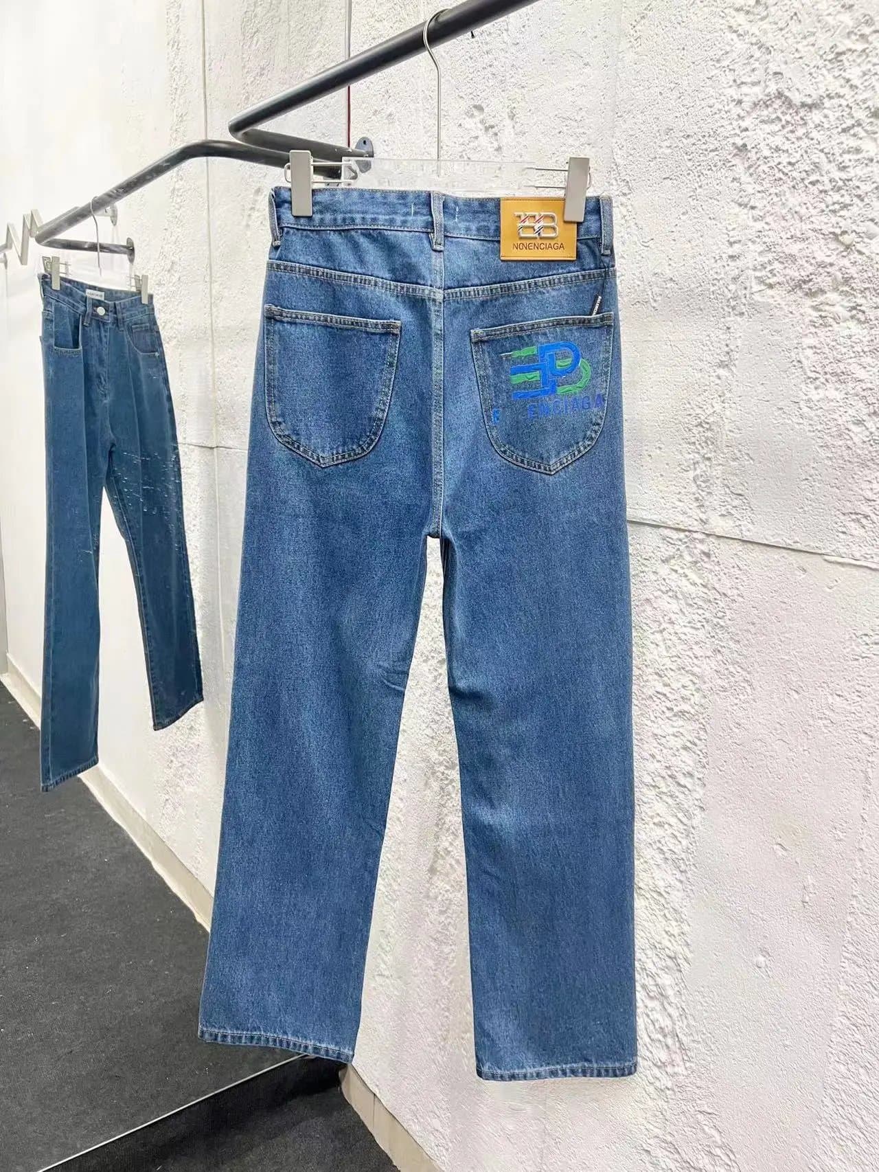 Balenciaga Straight Fit Jeans Logo Embroidery — 889蓝色