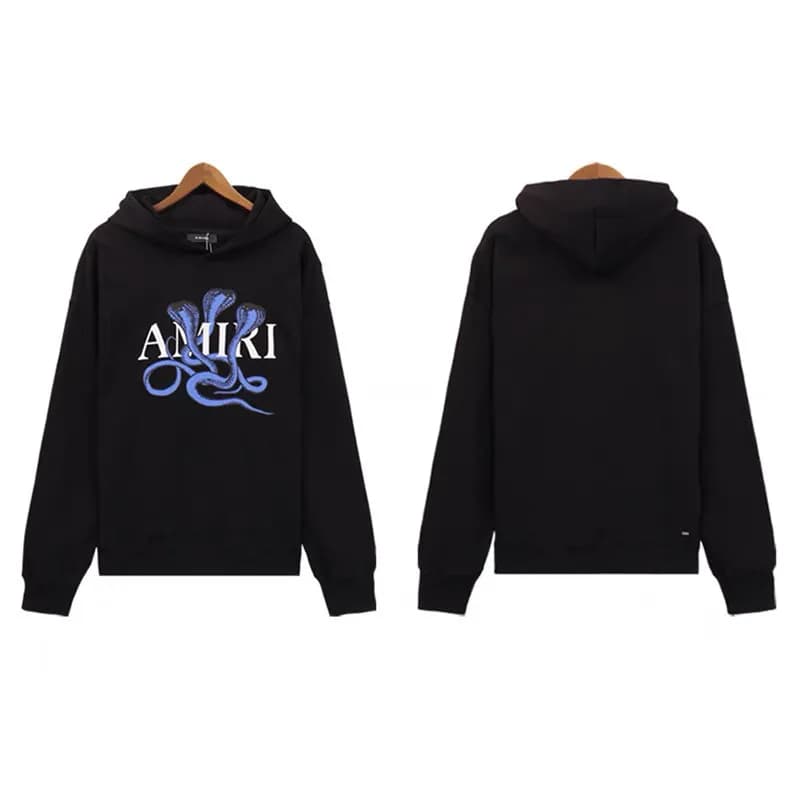 Amiri Hooded Sweatshirt Distressed Logo — 5879黑蓝
