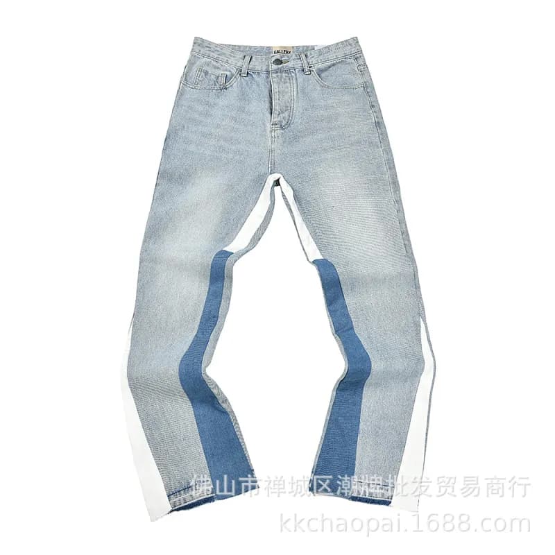 Paint-Splatter Denim Pants Artistic Hand-Painted — 4174蓝色