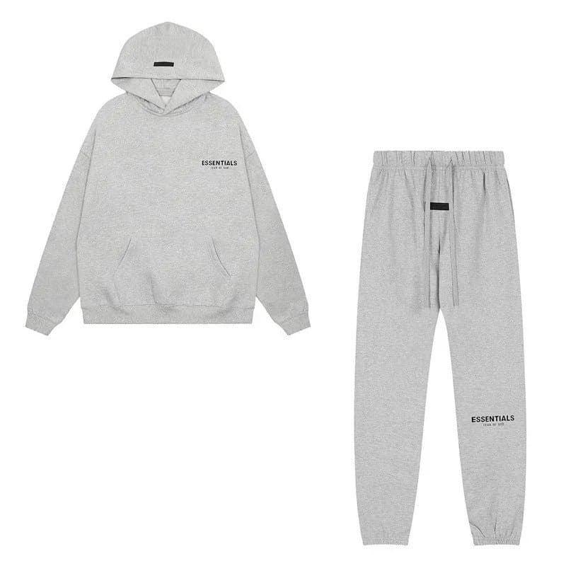 Fear of God Essentials Hooded Sweatshirt Essentials Logo — 套装花灰色