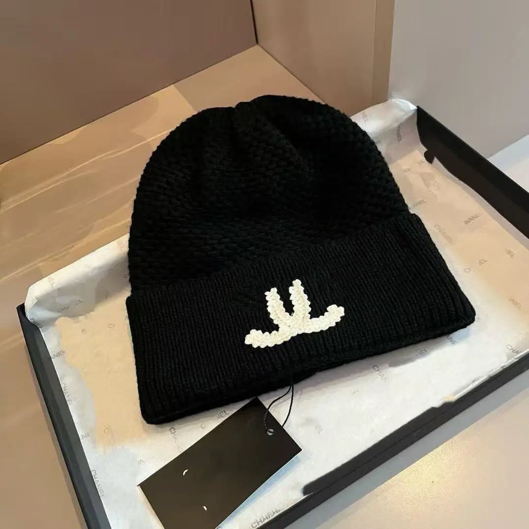 Chanel Knit Beanie CC Logo Embroidered