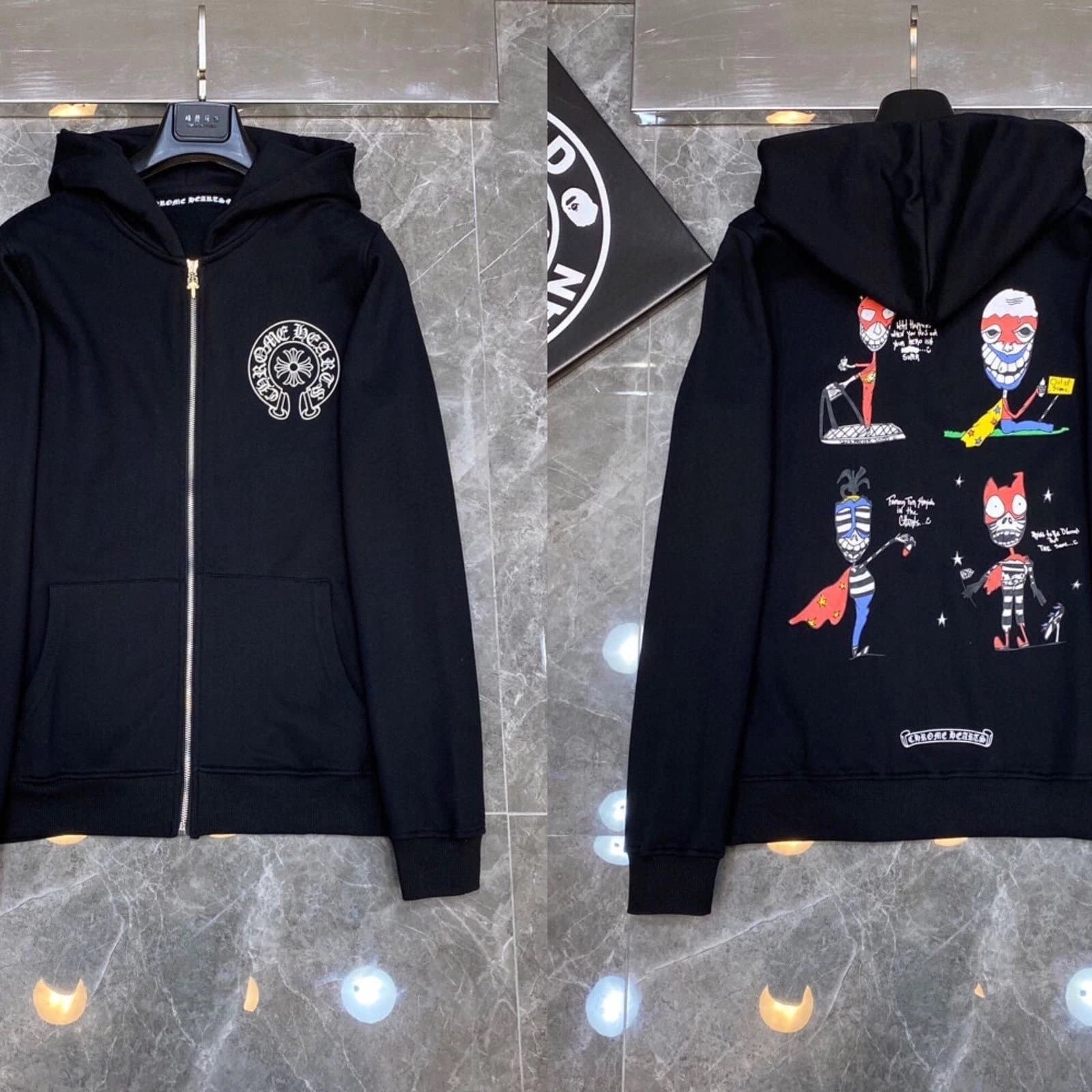 Zip-Up Hoodie Bape x Chrome Hearts Graphic