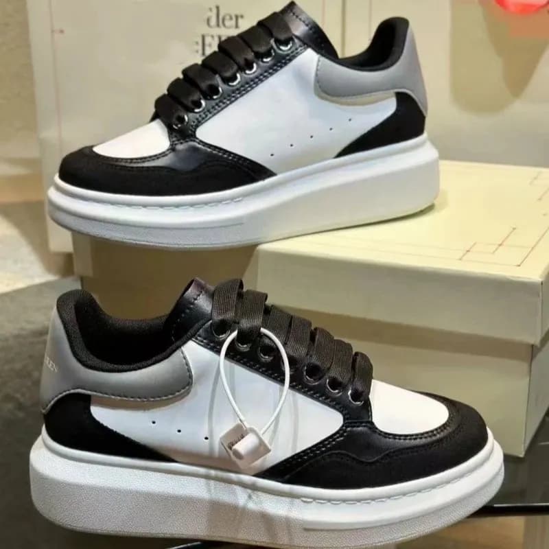 Alexander McQueen Sneaker White with Black Heel Tab — 黑白灰