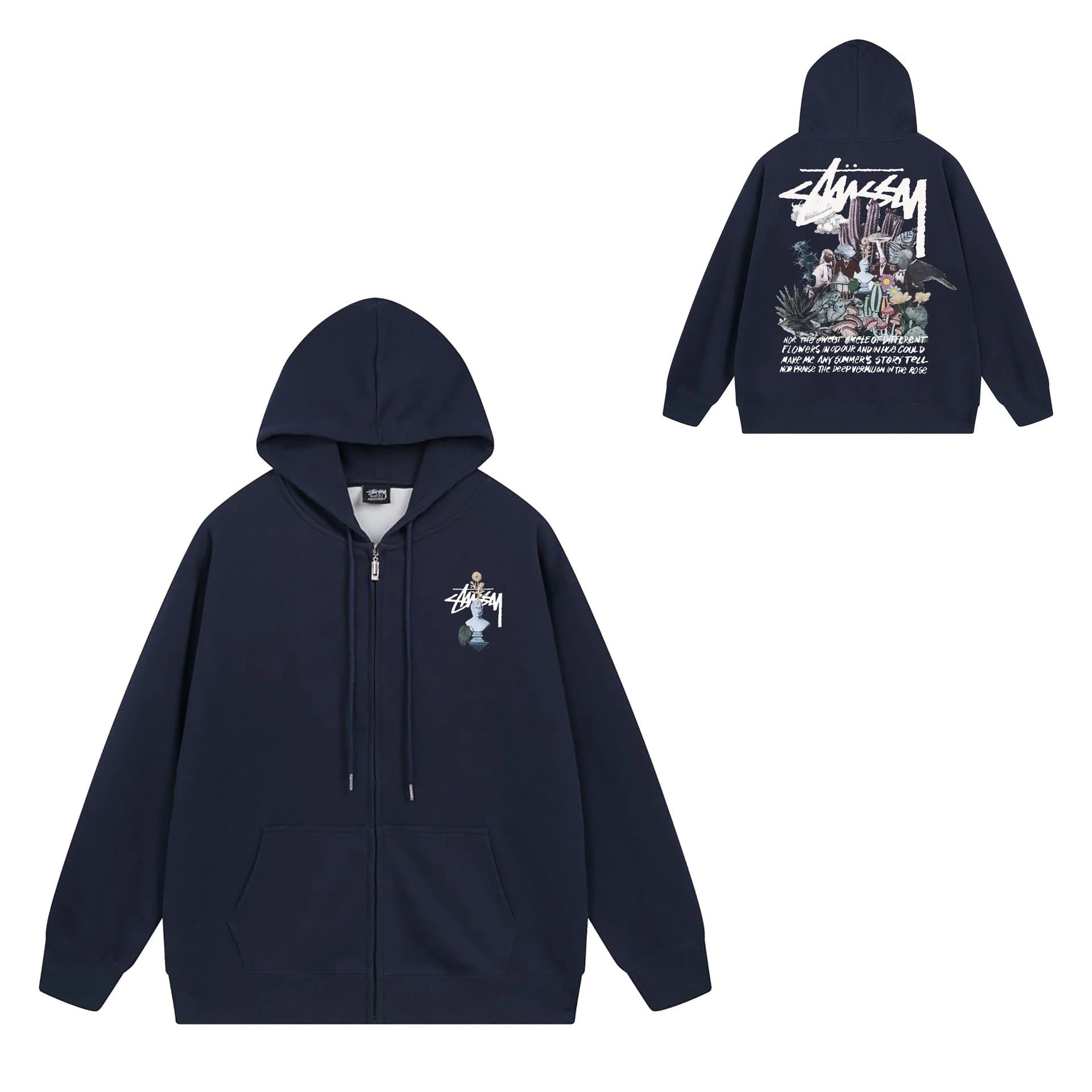 Stüssy Zip-Up Hoodie Bearbrick Graphic — 703黑色