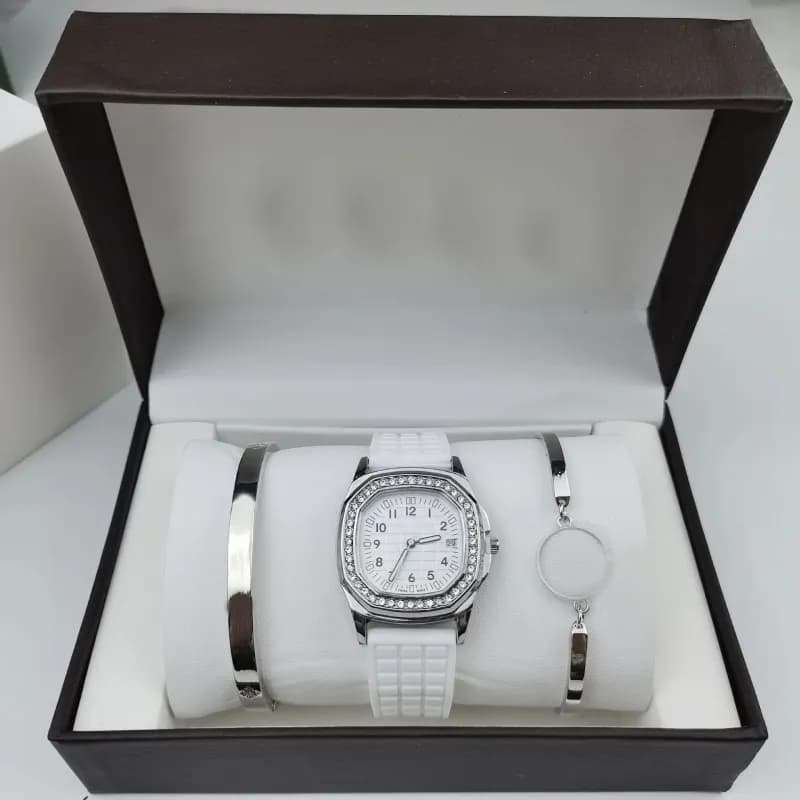 Patek Philippe Nautilus White Dial with Crystal Bezel