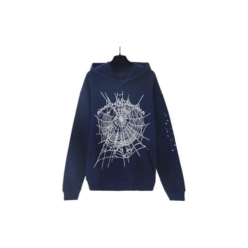 Sp5der Hooded Sweatshirt Star Print Logo — 189# 藏青