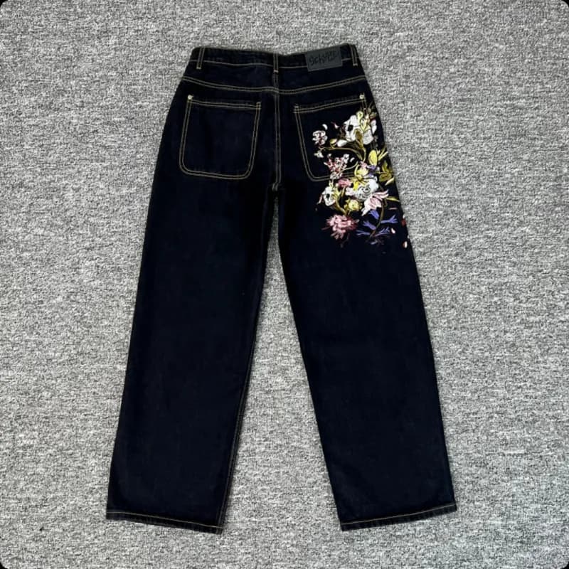 Gucci Floral Embroidered Jeans Dark Wash with Floral Patch