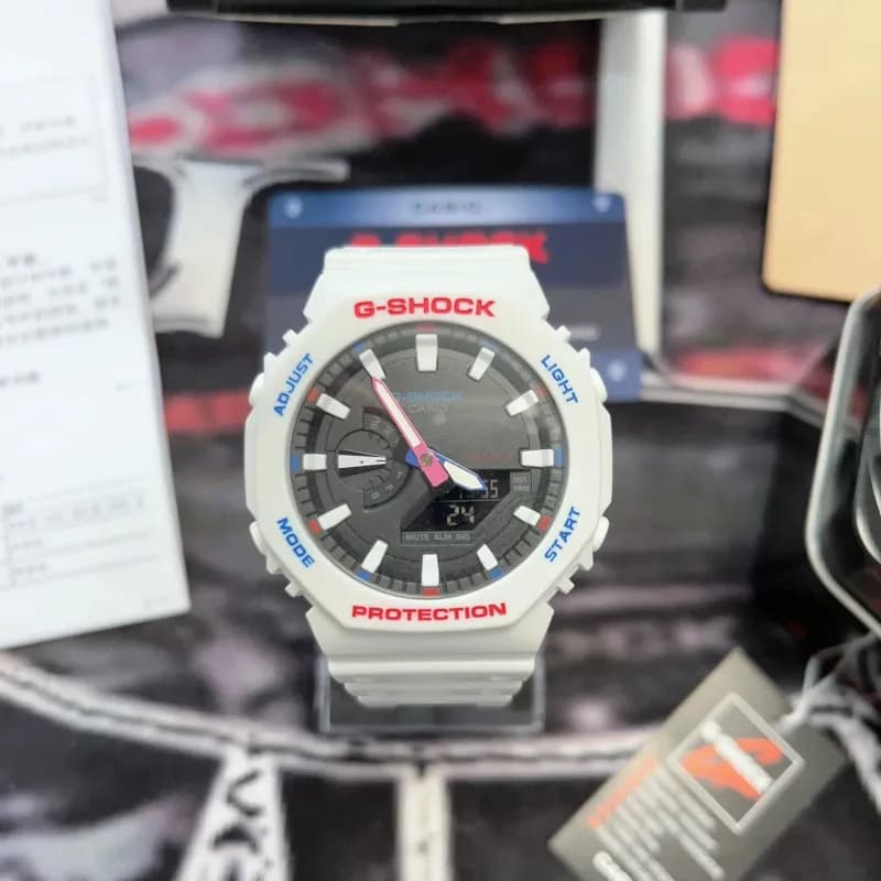 Casio G-Shock GA-2100 White Dial with Red Accents