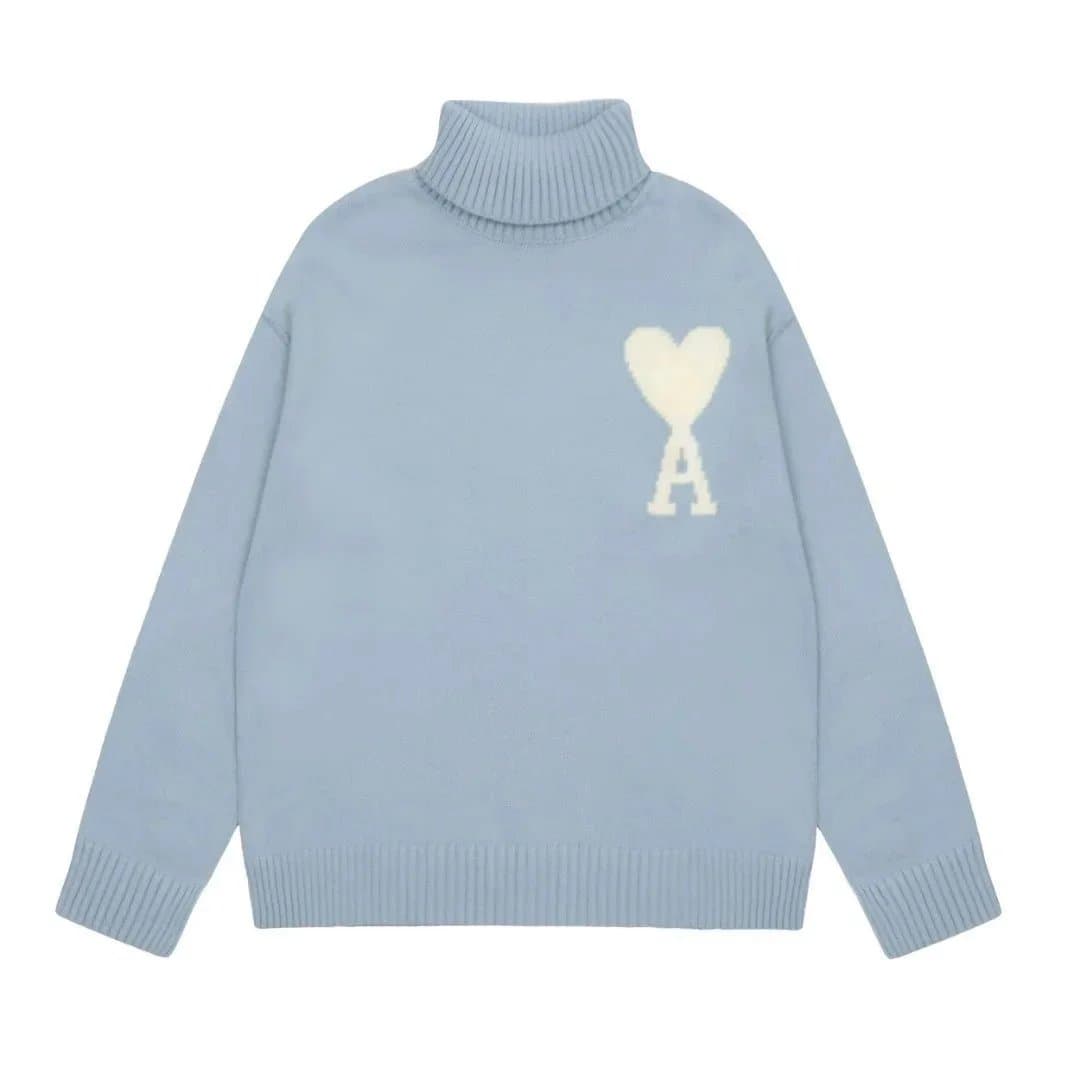 AMI Paris Turtleneck Sweater Heart A Logo