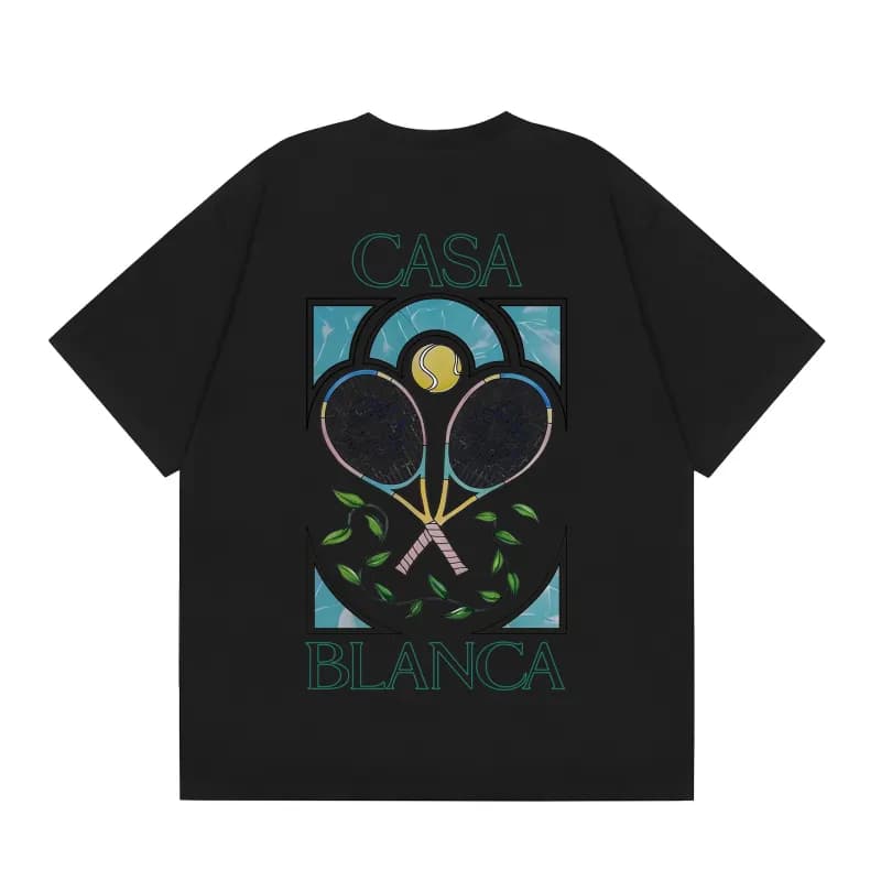 Graphic Tee Tennis Racket Print